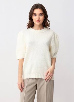 Pull stretch manches courtes beige LA PETITE FRANCAISE femme