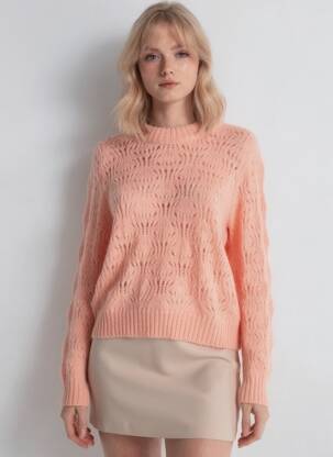Pull stretch manches longues orange PIECES femme
