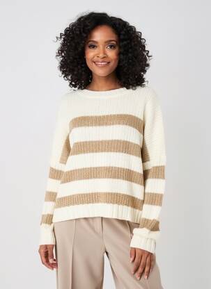 Pull stretch manches longues beige STELLA FOREST femme