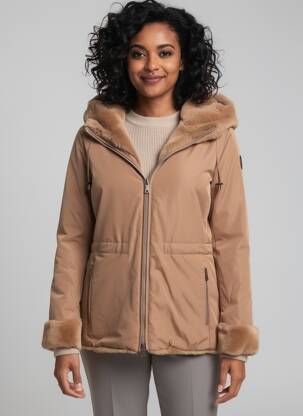 Parka manches longues a capuche beige GEOX femme
