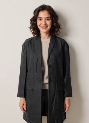 Manteau long coupe droite sans capuche gris ARELINE femme