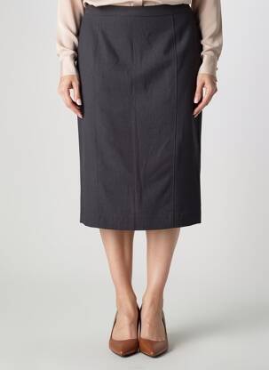 Jupe mi-longue taille à pinces gris PIER BÉ femme