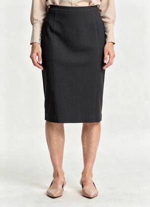Jupe mi-longue taille haute gris PIER BÉ femme