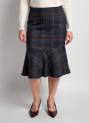 Jupe mi-longue taille à pinces bleu OLSEN femme