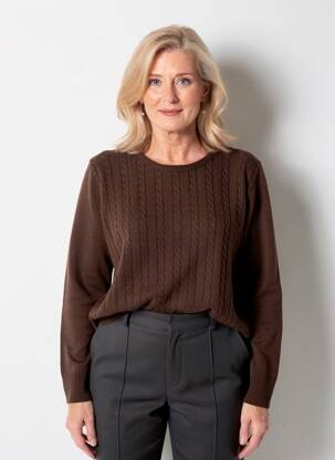 Pull stretch manches longues marron OMC femme