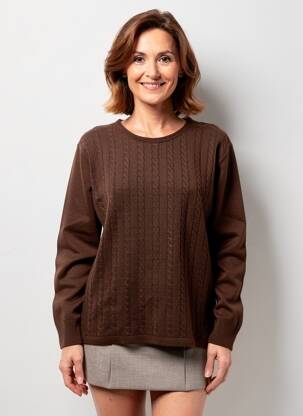 Pull coupe droite manches longues marron OMC femme