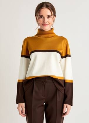 Pull col roulé coupe cintrée manches longues jaune MICHA femme