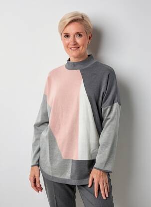 Pull tunique tissage chiné manches longues gris SIGNATURE femme