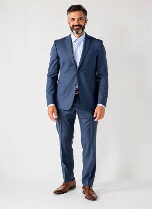 Costume de ville finition intérieure doublure satiné bleu BRUNO SAINT HILAIRE homme