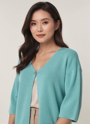 Gilet manches longues manches 3/4 bleu GRIFFON femme