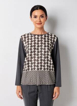 Pull coupe cintrée manches longues gris LE COMTE femme