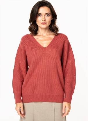 Pull col v manches longues orange TBS femme