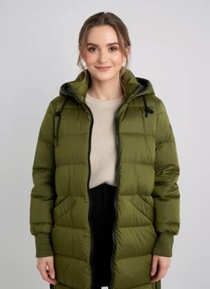 Doudoune manches longues a capuche vert CREENSTONE femme
