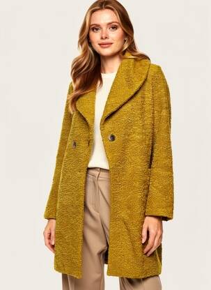 Manteau long coupe droite sans capuche jaune CREENSTONE femme