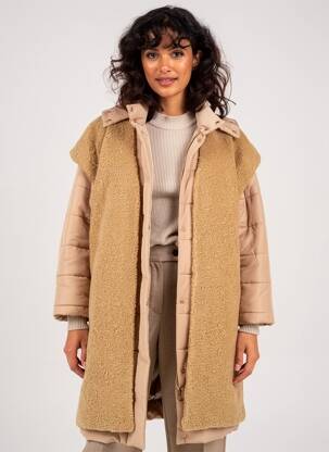 Manteau long a capuche a capuche beige CAROLINE BISS femme