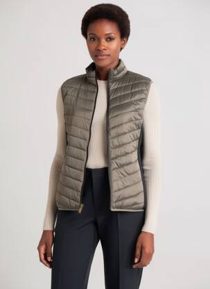 Doudoune poches sans capuche vert ANGELE femme