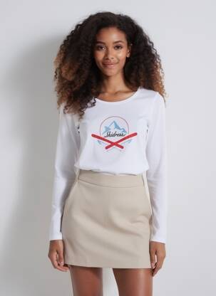 T-shirt manches longues manches longues blanc SKIDRESS femme