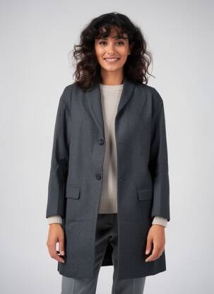 Manteau long coupe droite sans capuche gris ARELINE femme