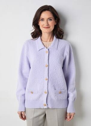 Gilet manches longues coupe cintrée violet JOY OF LIFE femme