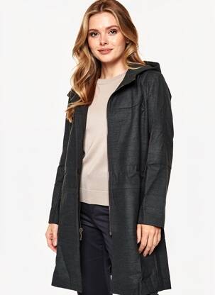 Manteau long a capuche a capuche gris ARELINE femme