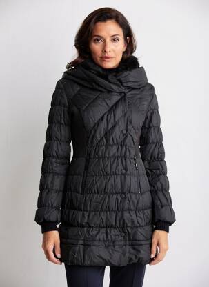 Doudoune manches longues a capuche noir ARELINE femme