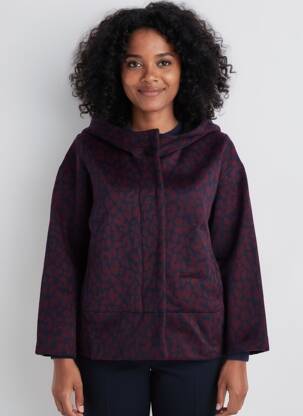 Manteau court capuche a capuche bleu ARELINE femme
