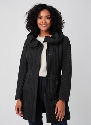 Manteau long coupe cintrée sans capuche noir ARELINE femme