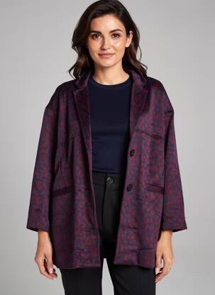 Manteau court coupe droite sans capuche bleu ARELINE femme