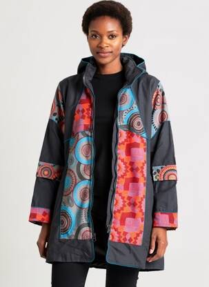 Manteau long a capuche a capuche noir COTON DU MONDE femme