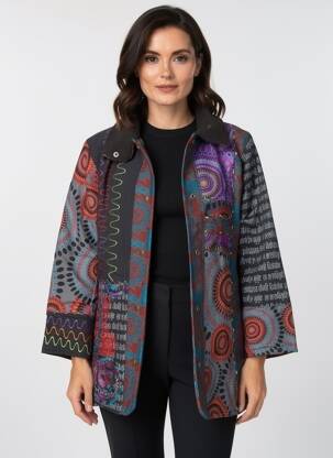 Manteau court poches sans capuche noir COTON DU MONDE femme