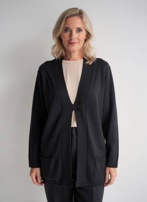 Gilet manches longues stretch noir DUGER femme