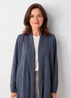 Gilet manches longues stretch bleu DUGER femme