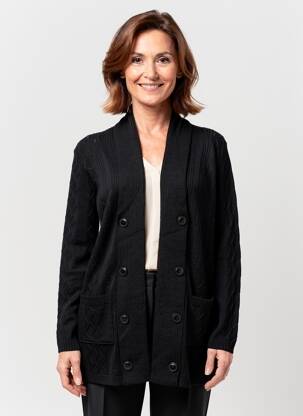Gilet manches longues coupe cintrée noir DUGER femme