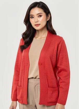 Gilet manches longues stretch orange DUGER femme