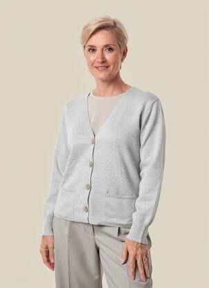 Gilet manches longues coupe cintrée gris DUGER femme