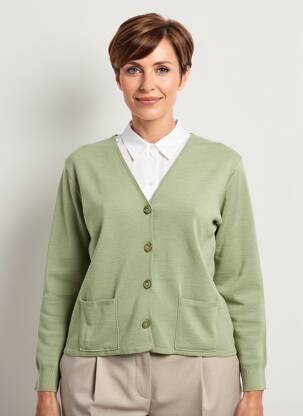 Gilet manches longues stretch vert DUGER femme