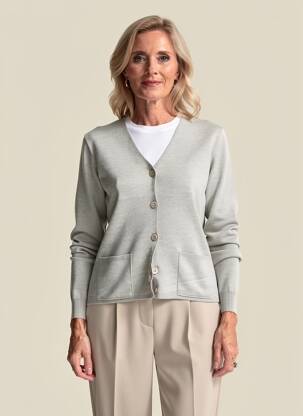 Gilet manches longues stretch gris clair DUGER femme