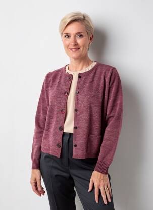 Gilet manches longues col rond violet DUGER femme