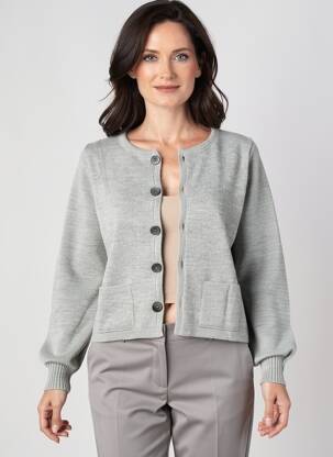 Gilet manches longues col rond gris DUGER femme