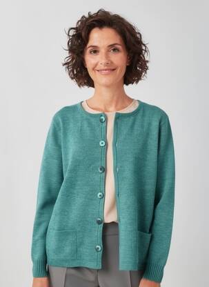 Gilet manches longues col rond vert DUGER femme