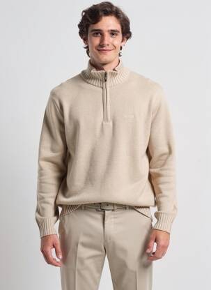 Pull stretch manches longues beige NEW ZEALAND AUCKLAND homme