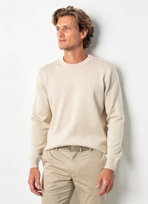 Pull col rond manches longues beige SERGE BLANCO homme