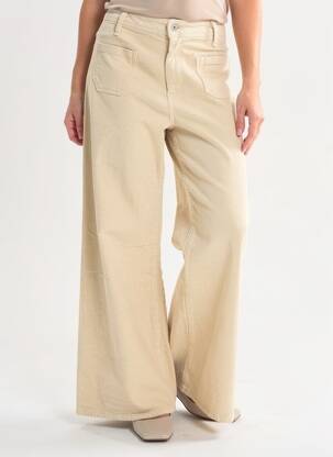 Pantalon flare stretch taille haute beige PLEASE femme