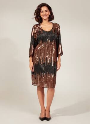 Robe mi-longue manches longues manches longues noir MOLLY BRACKEN femme