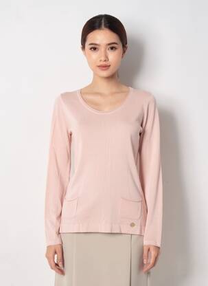 Pull coupe cintrée manches longues rose CONCRETO femme