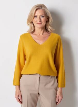 Pull coupe droite manches longues jaune RABE femme