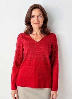 Pull coupe cintrée manches longues rouge FRED SABATIER femme