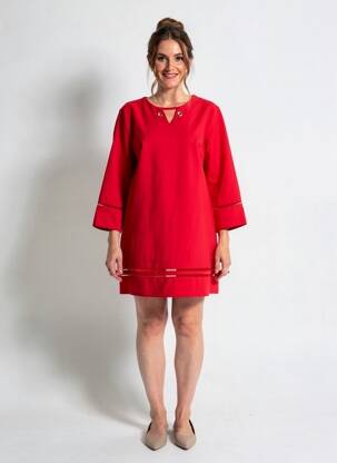 Robe courte manches longues manches longues rouge MD'M femme