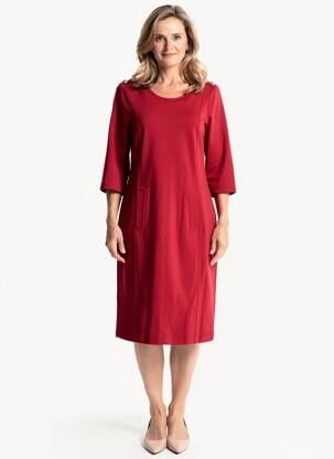 Robe mi-longue manches 3/4 manches 3/4 rouge RABE femme