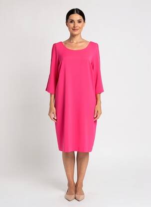 Robe mi-longue manches 3/4 manches 3/4 rose REVER MILE femme